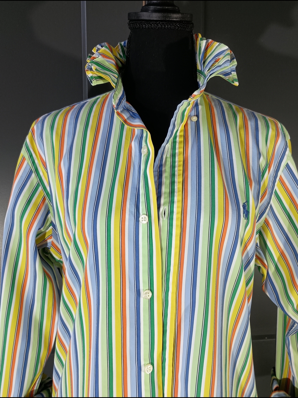 Upcycled Ralph Lauren Ruffled Collar Shirt - Picture 7 of 8